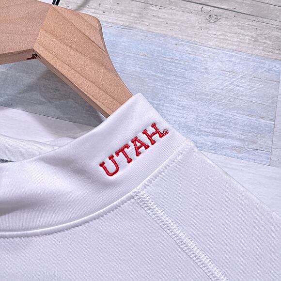 Utah Utes Under Armour ColdGear Fitted Mock Neck Top White Football Mens Large - Picture 3 of 8